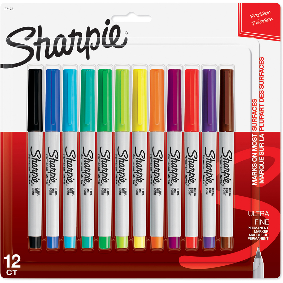 Sharpie 37175PP Permanent Markers Ultra-Fine Point Assorted Colors 12
